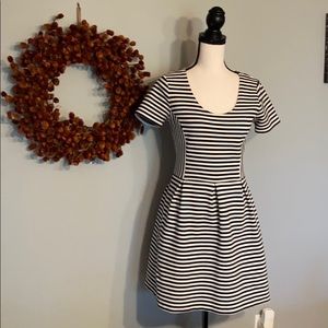 J Crew Black/White Stripes Dress